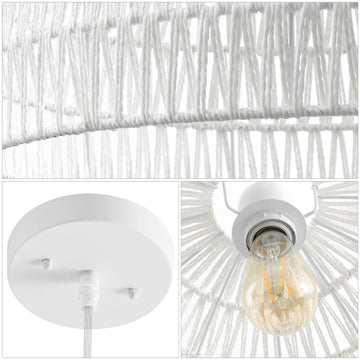 Campana 20" Bohemian Modern Woven Rattan/Iron LED Pendant